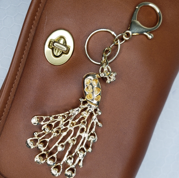 🔴 Lg Peacock Key Ring Charm Fob Purse Bling - Picture 3 of 8